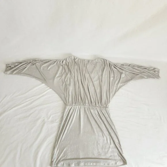 PARKER Silver Metallic Flattering Cocktail Mini Dress Size M NEW NO TAGS! - Picture 6 of 16